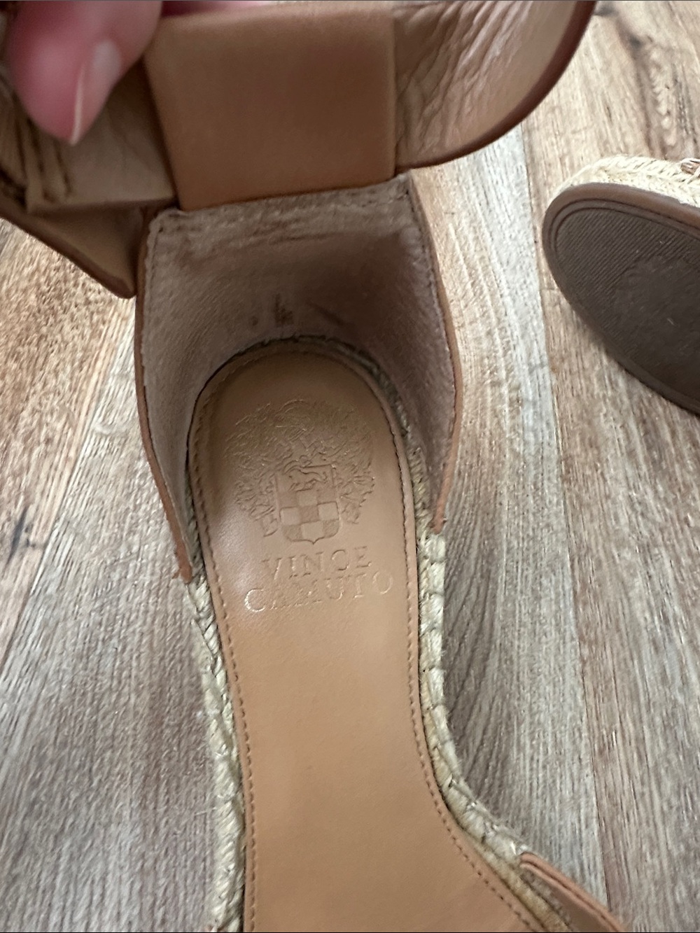 Vince Camuto Leather Espadrille Wedge Sandals in Tan Nude - Picture 3 of 6